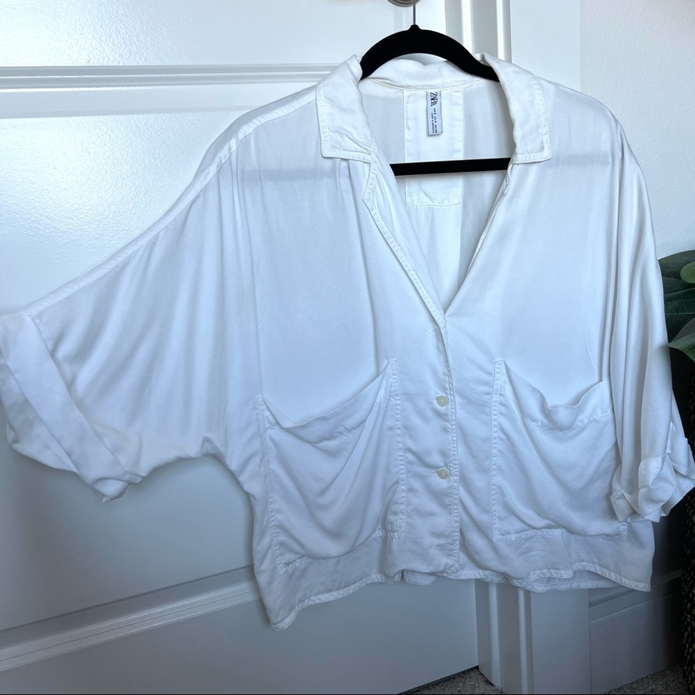 Zara slouchy cotton blouse